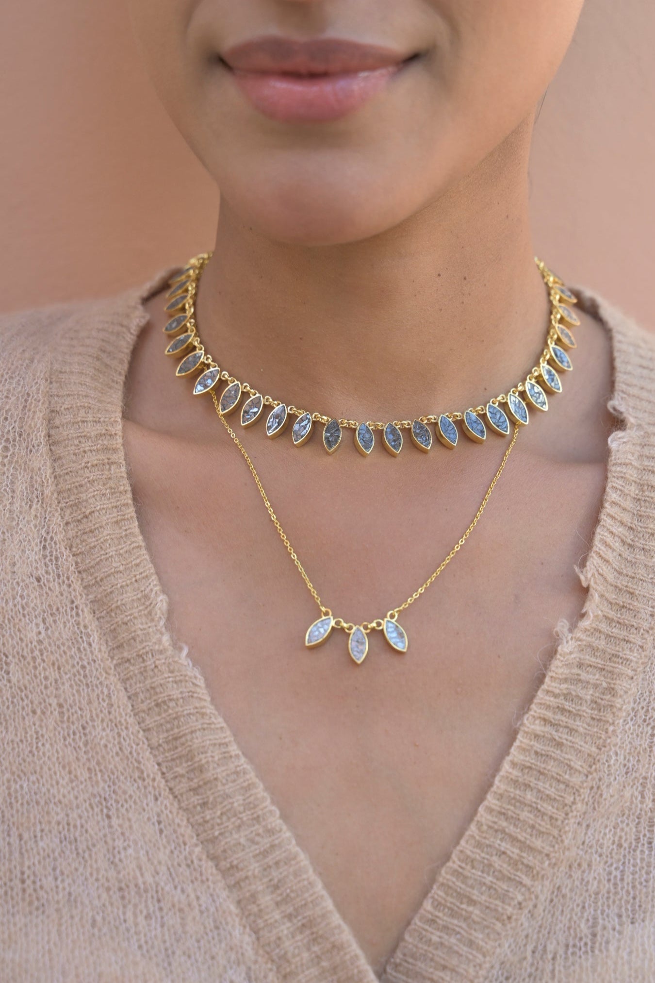 Nayika Gold Vermeil Necklace with Raw Diamond Detail