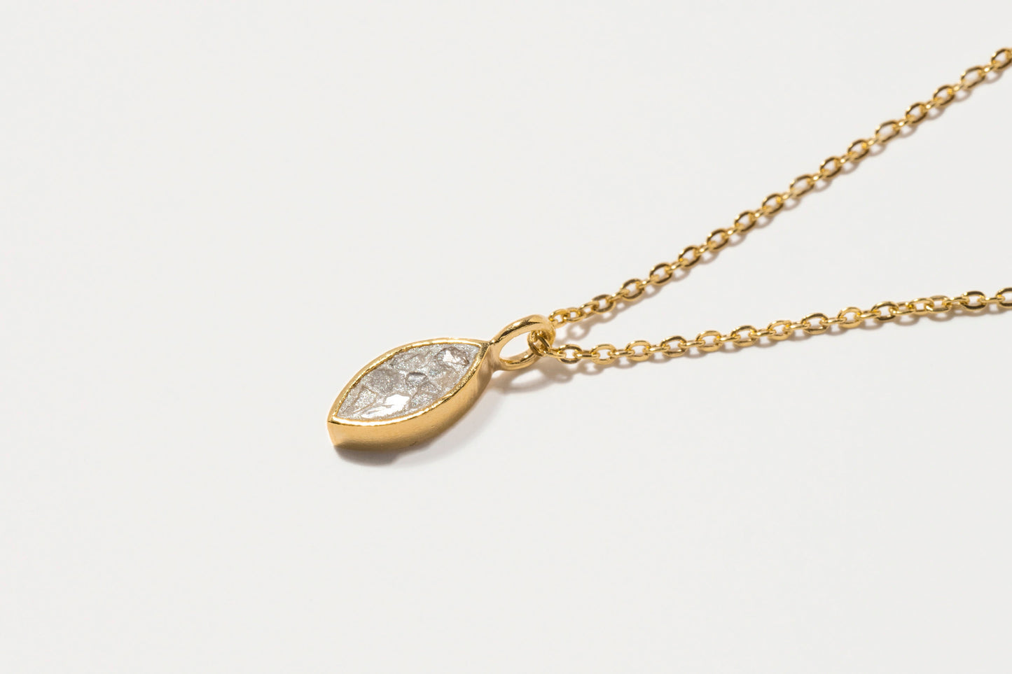 Nayika Gold Vermeil Pendant Necklace Raw Diamond Slice in White Resin.