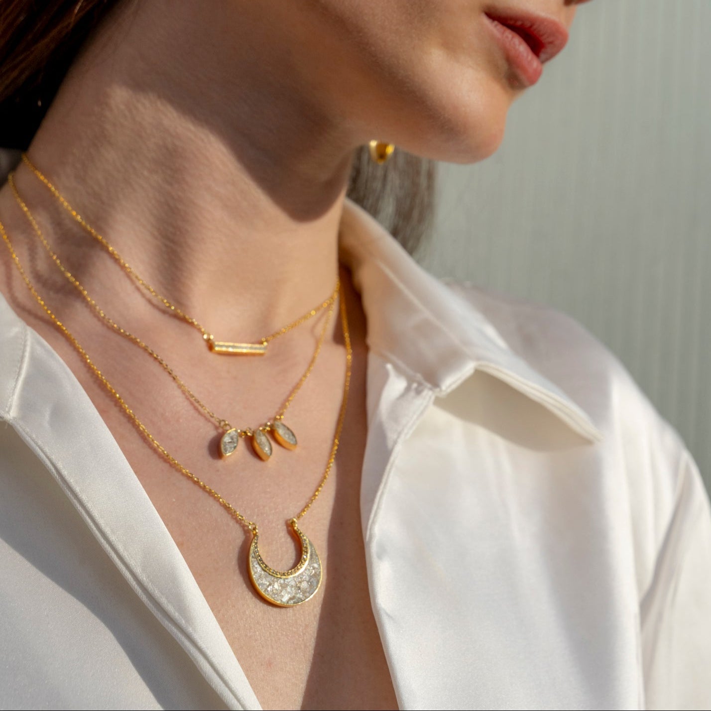 Nin Gold Vermeil Pendant Necklace with Diamonds