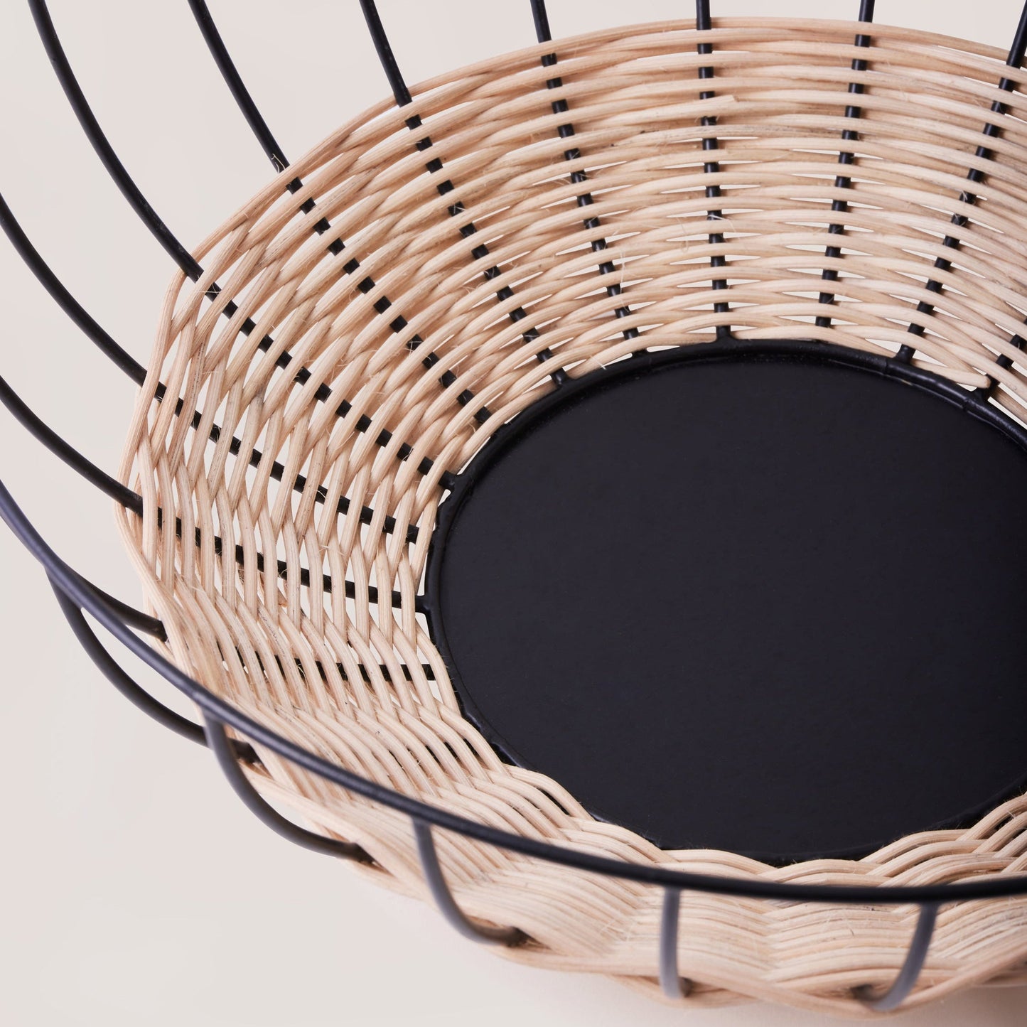 Cabo Rattan & Iron Fruit Basket, Airy Modern Centerpiece Bowl