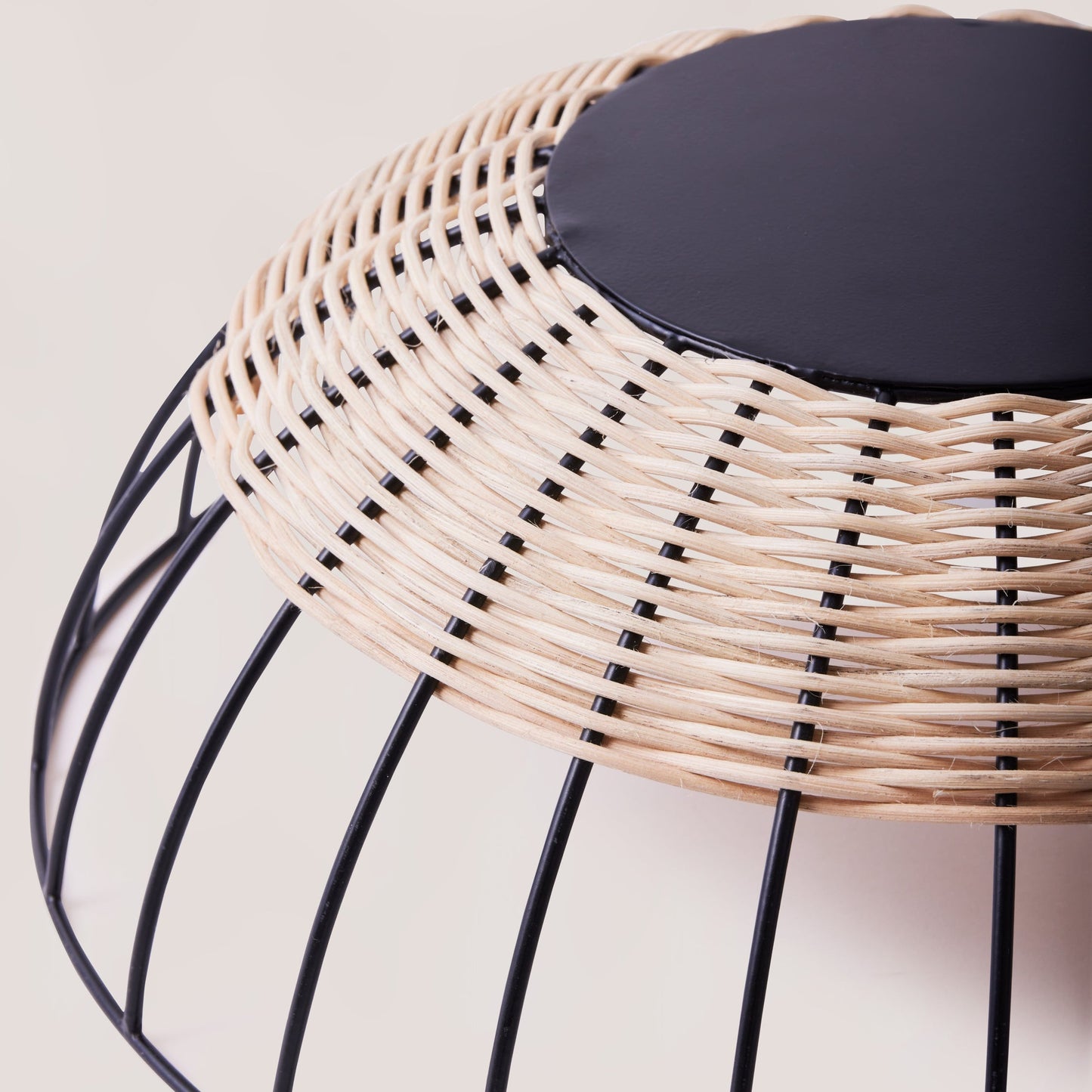 Cabo Rattan & Iron Fruit Basket, Airy Modern Centerpiece Bowl
