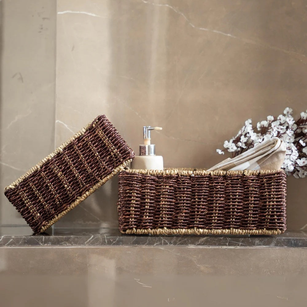 Elegant Brown Babui Sabaii Grass Utility Baskets for Home Organization