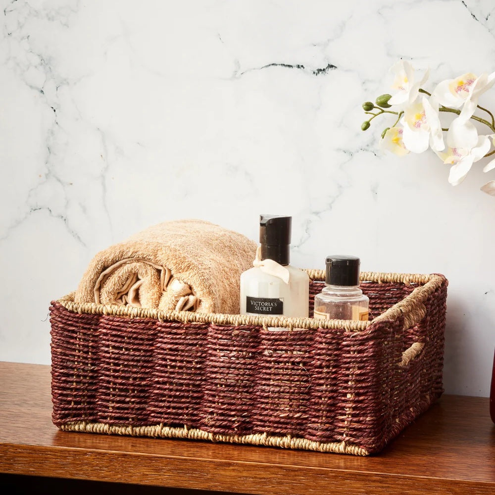 Elegant Brown Babui Sabaii Grass Utility Baskets for Home Organization