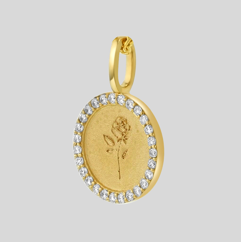 18K Yellow Gold Noémie Rose Diamond Medallion