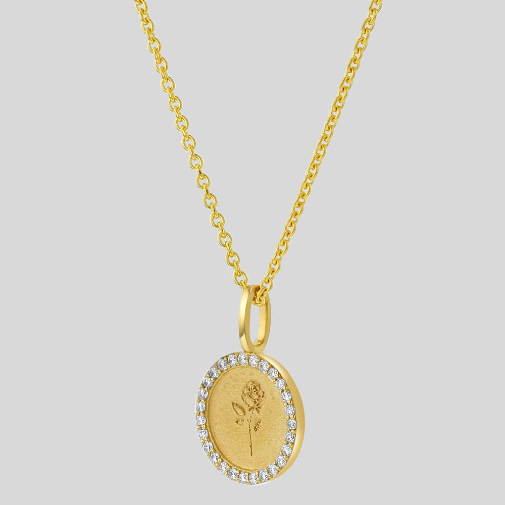 18K Yellow Gold Noémie Rose Diamond Medallion