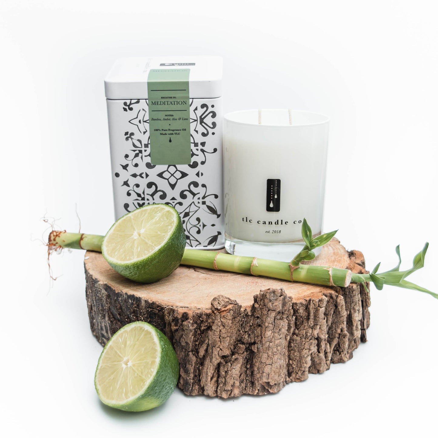 Meditation Bamboo, Amber & Aloe Soy Candle — 11 oz, Clean Scent — Gift