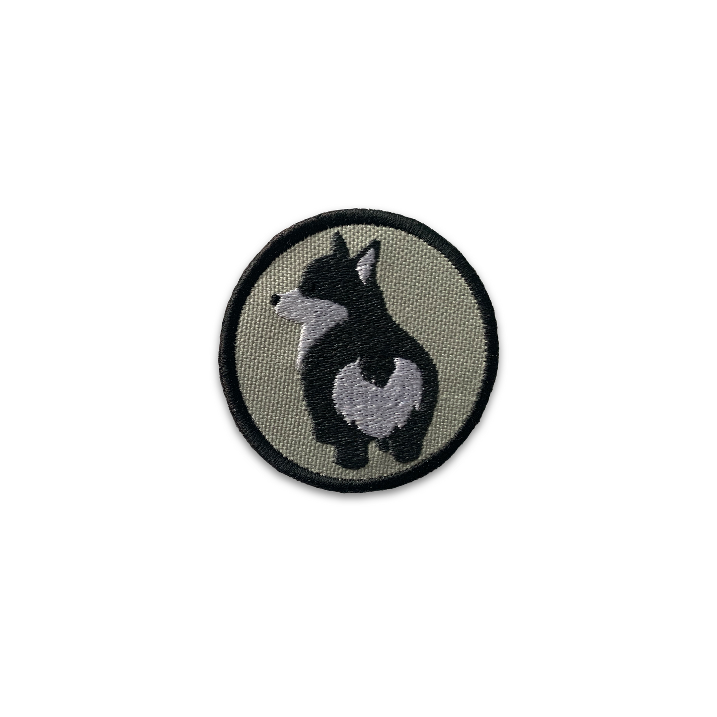 Gray Corgi Bum Patch — 2.5" Recycled Embroidered Patch