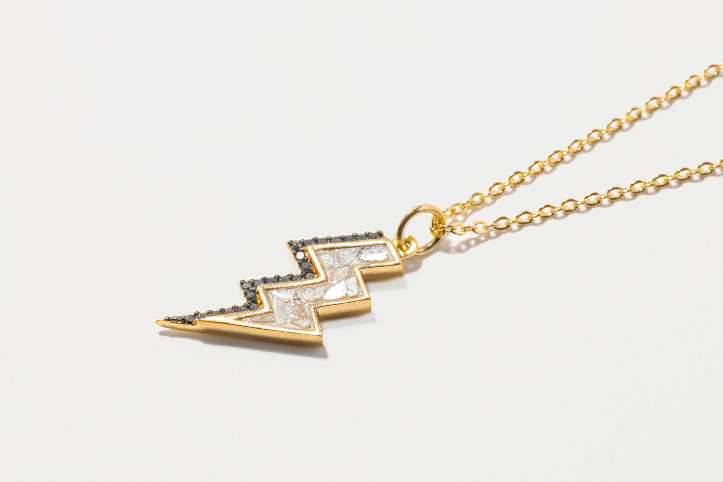 Rishi Bolt Gold Vermeil Pendant Necklace with Raw Uncut Diamonds Charm