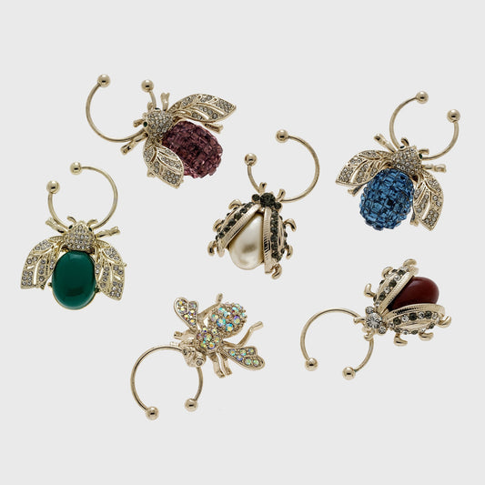 Luxurious Bee Wine Charms Set in Dark Jewel Tones