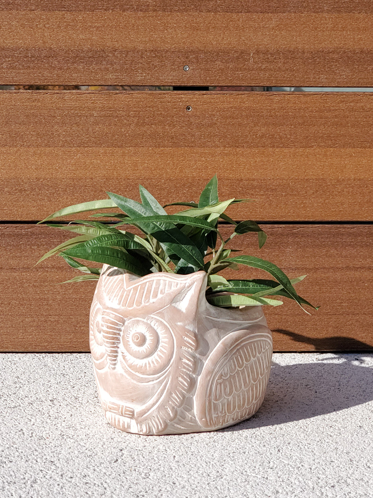 Handmade Terracotta Horned Owl Planter, Fair Trade Clay Decor Pot