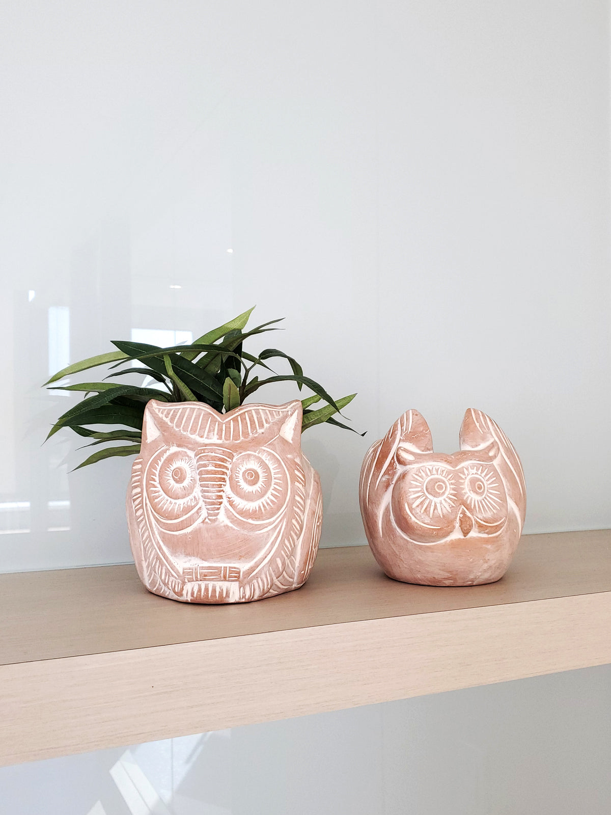 Handmade Terracotta Horned Owl Planter, Fair Trade Clay Decor Pot