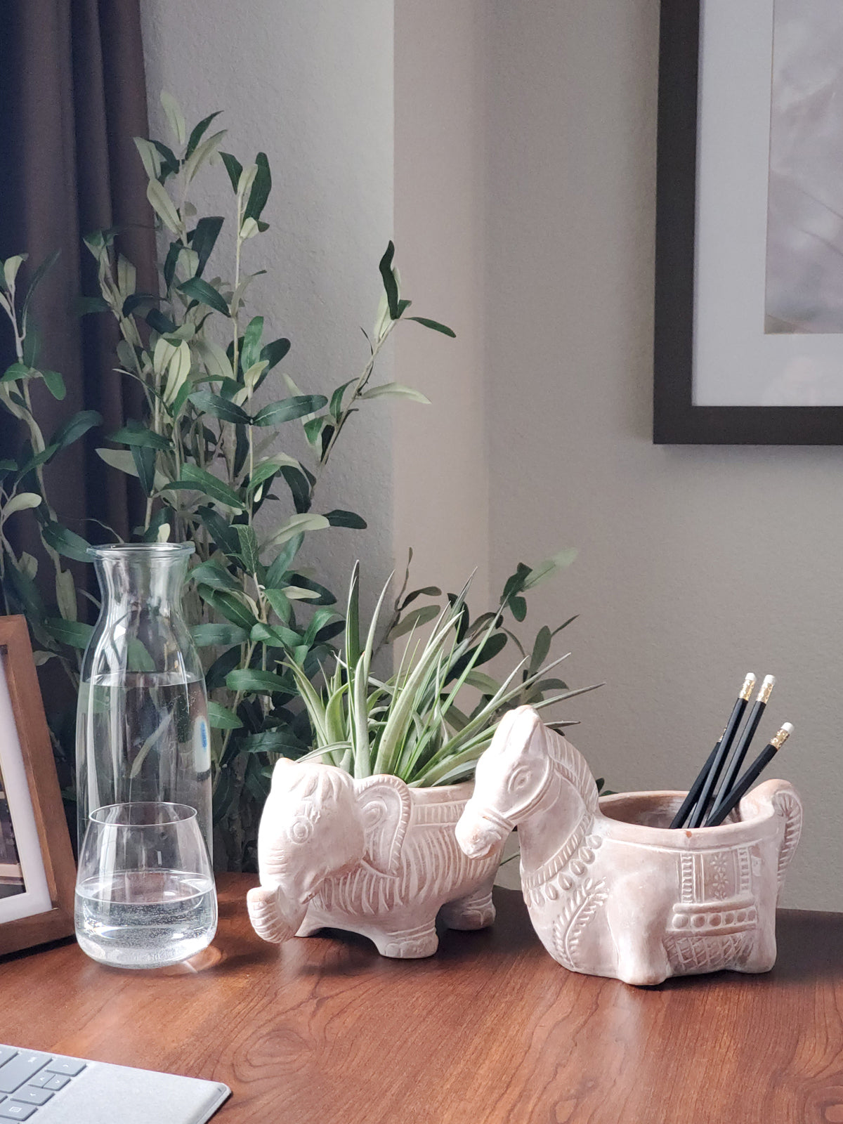 Handmade Terracotta Horse Clay Planter with Drainage Hole, Fair Trade