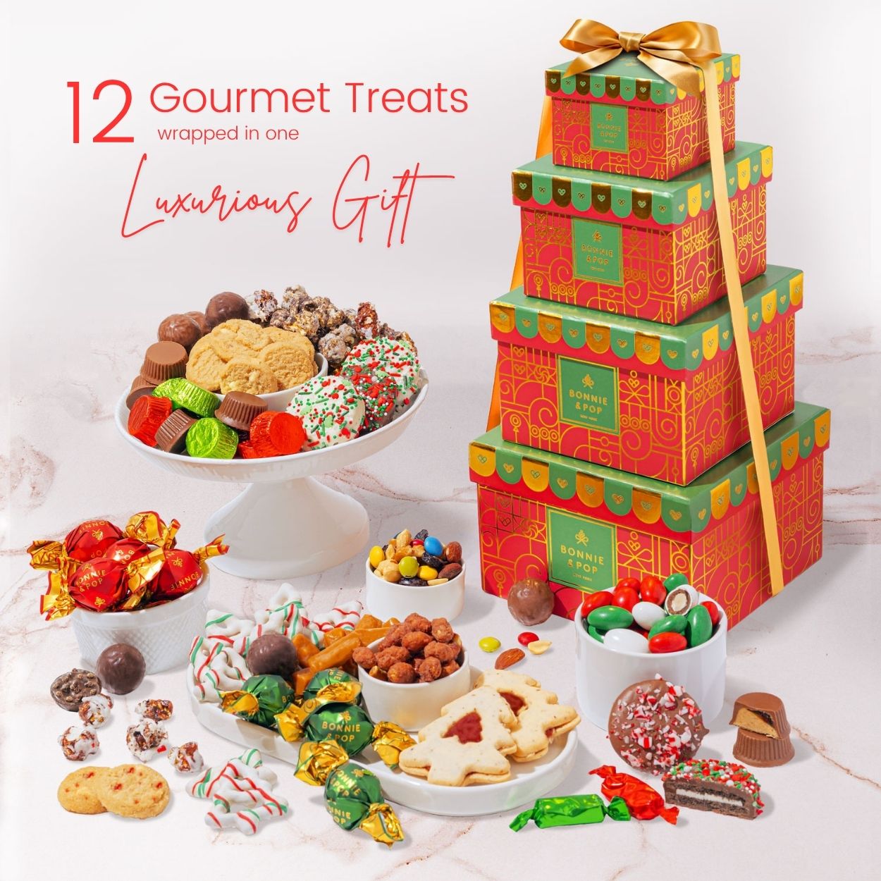 Three-Tier Holiday Chocolate Tower – Assorted Treats