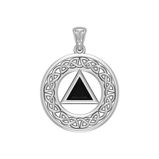 AA Recovery Celtic Border Sterling Silver Pendant TPD3938