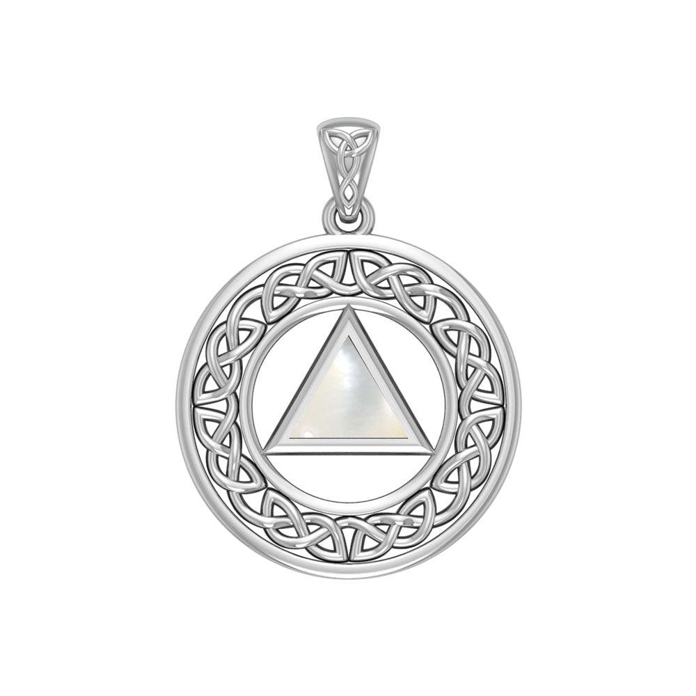 AA Recovery Celtic Border Sterling Silver Pendant TPD3938