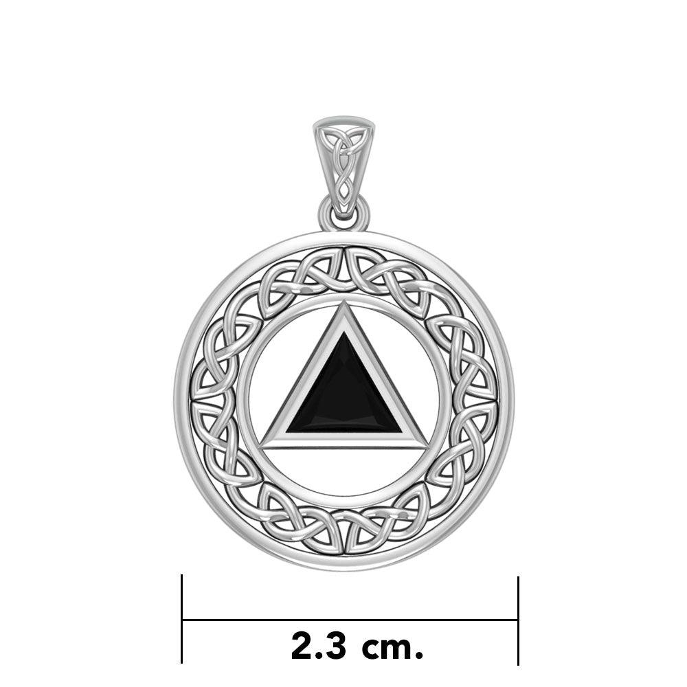 AA Recovery Celtic Border Sterling Silver Pendant TPD3938