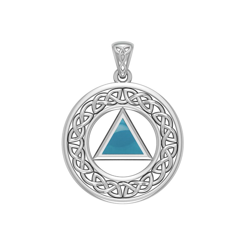 AA Recovery Celtic Border Sterling Silver Pendant TPD3938