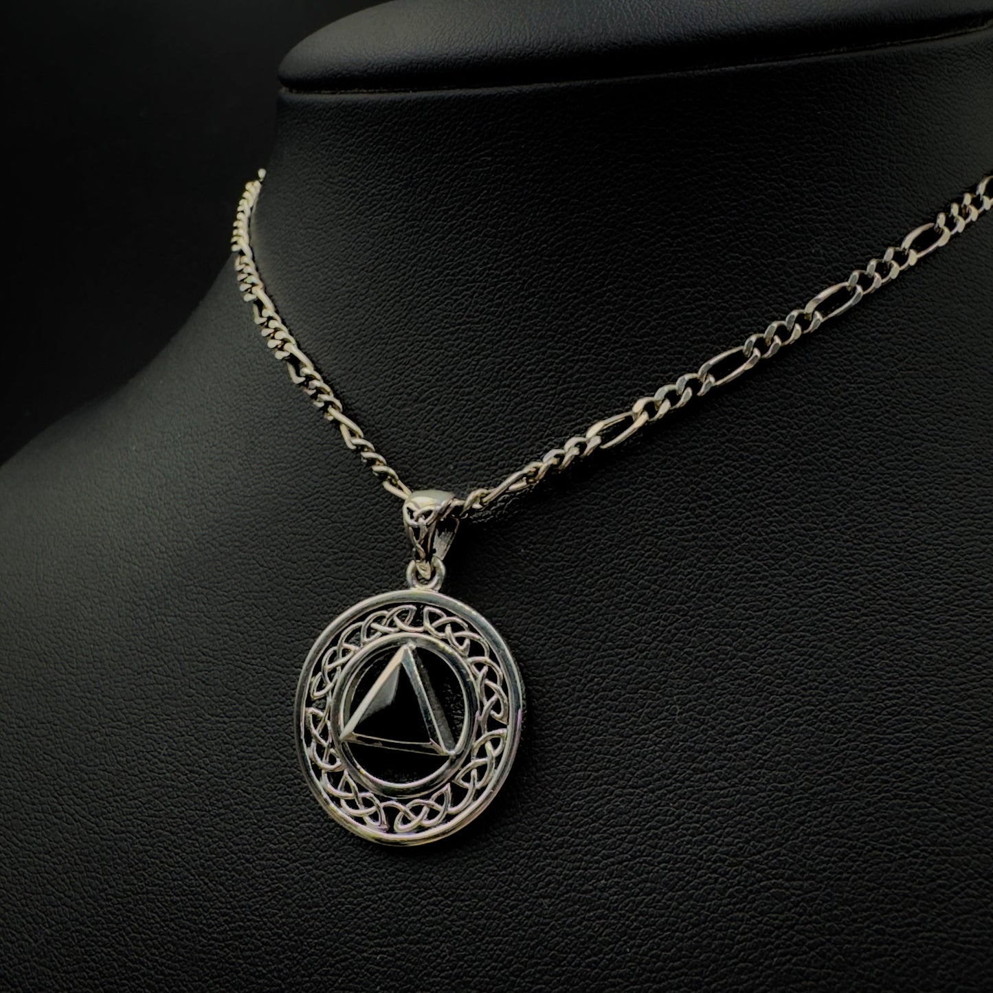 AA Recovery Celtic Border Sterling Silver Pendant TPD3938