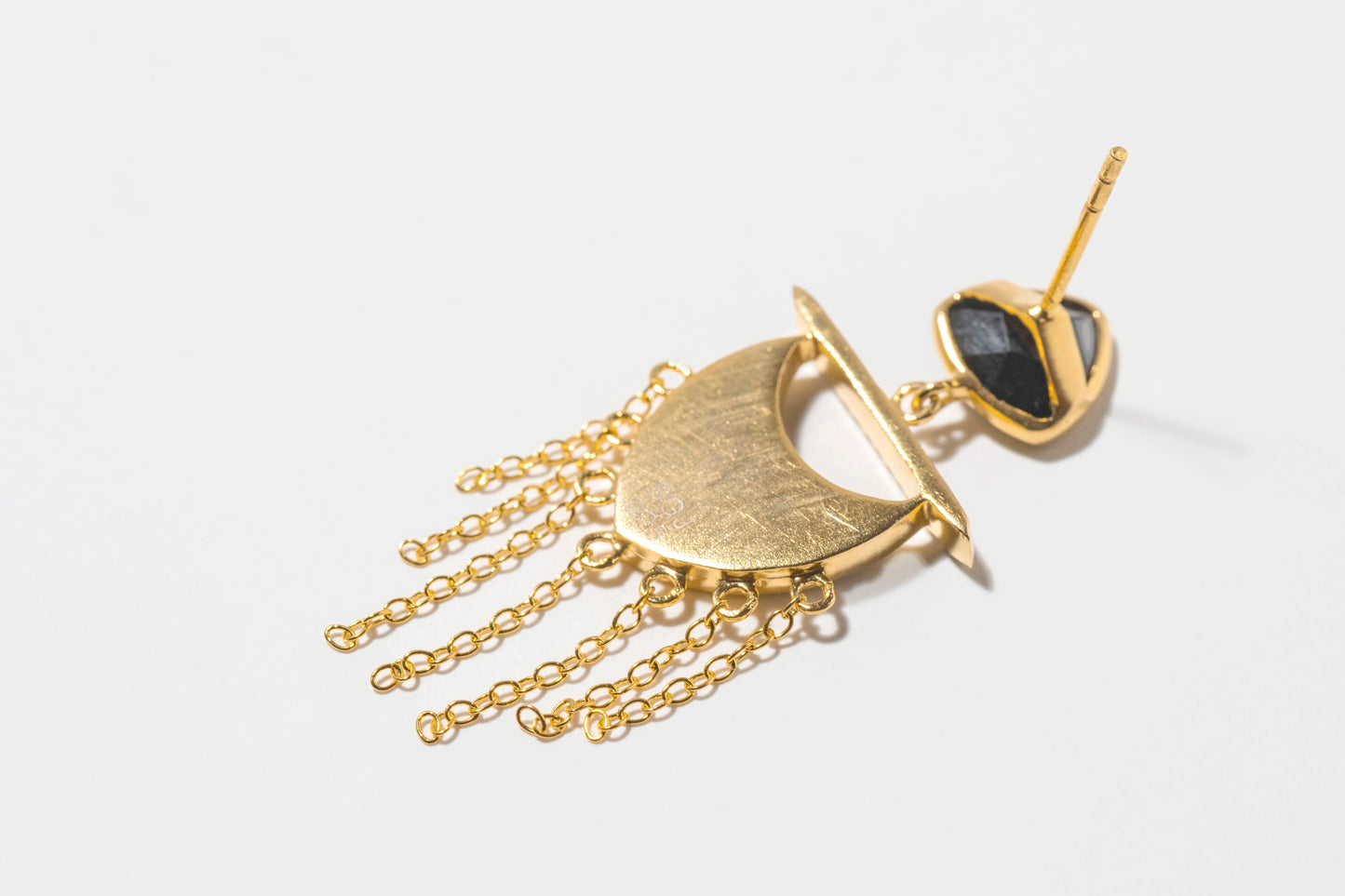 Timi Gold Vermeil Earrings with Raw Diamonds and Black Onyx Accents