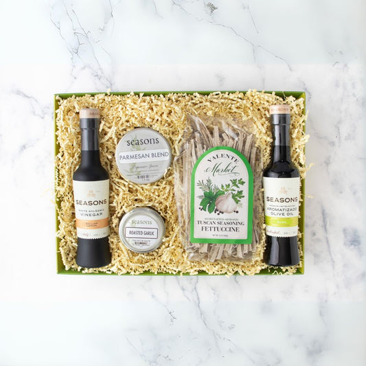 Pasta Delight Gift Basket with Basil Oil and Lemon Vinegar