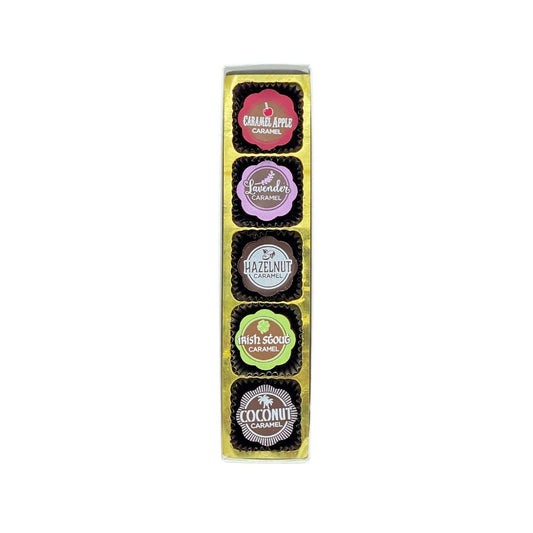 Around the World Caramel Chocolate Gift Box, Five Flavors