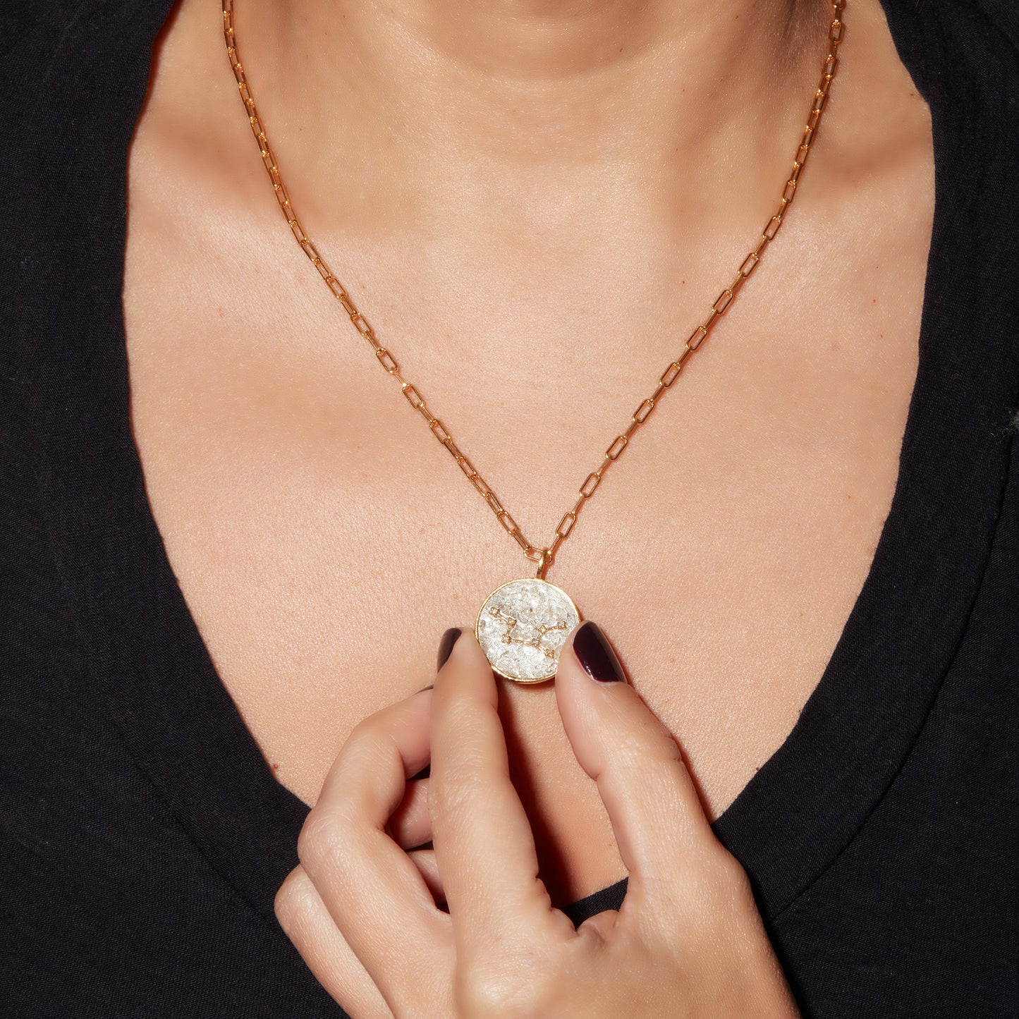 Virgo Gold Vermeil Pendant Necklace with Diamonds