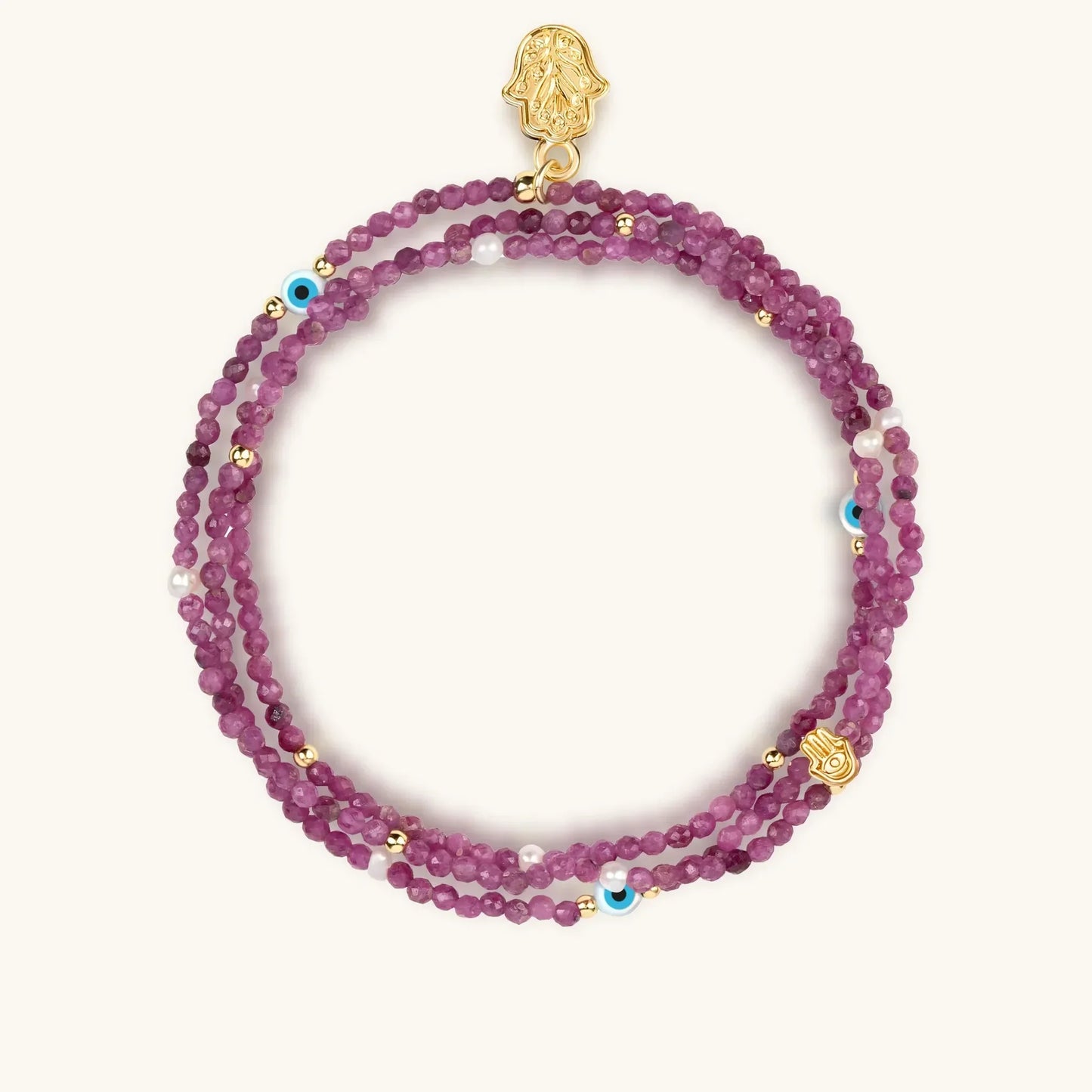 Activated Spirit Ruby July Birthstone Triple Wrap Bracelet