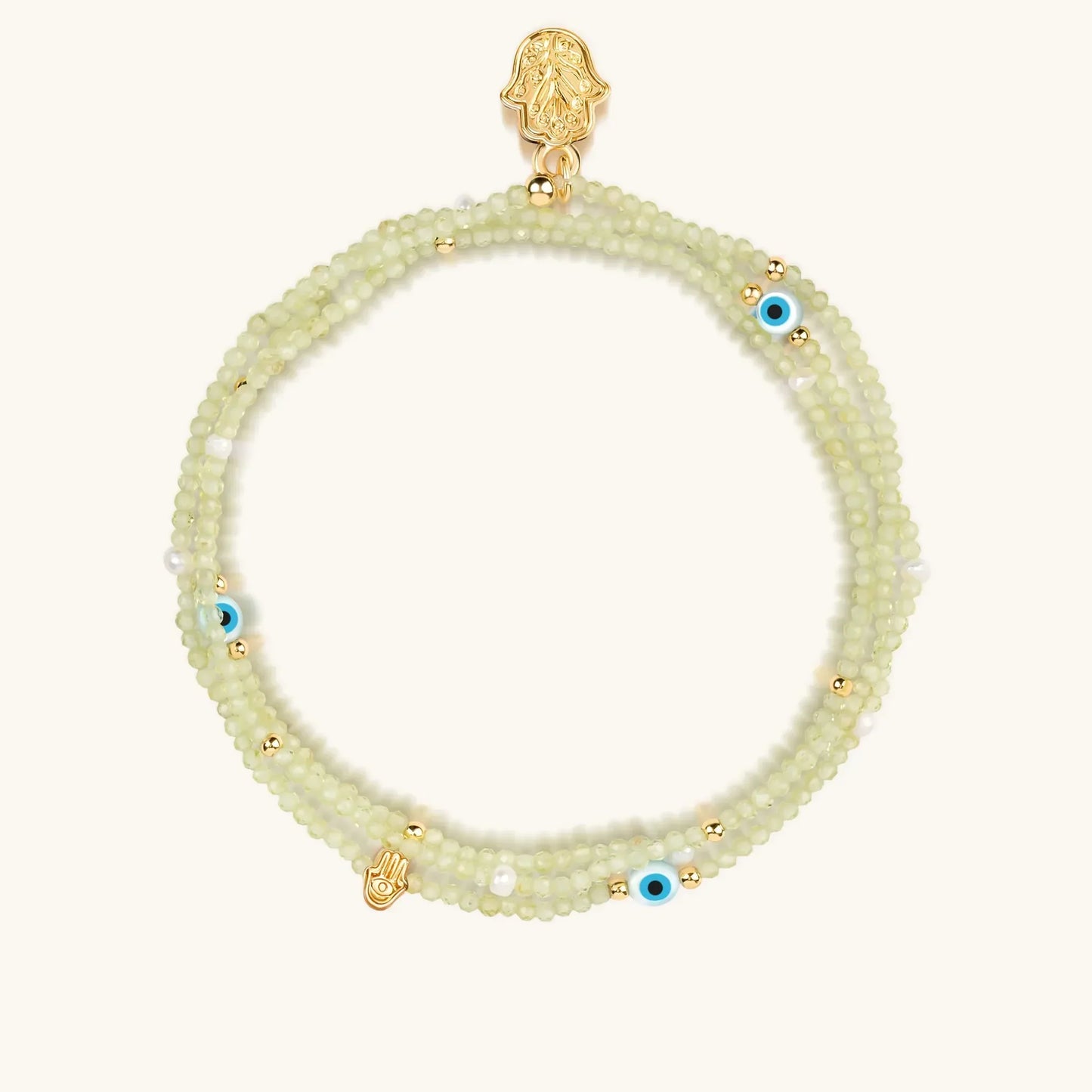 Enthusiastic Spirit Peridot August Birthstone Triple Wrap Bracelet