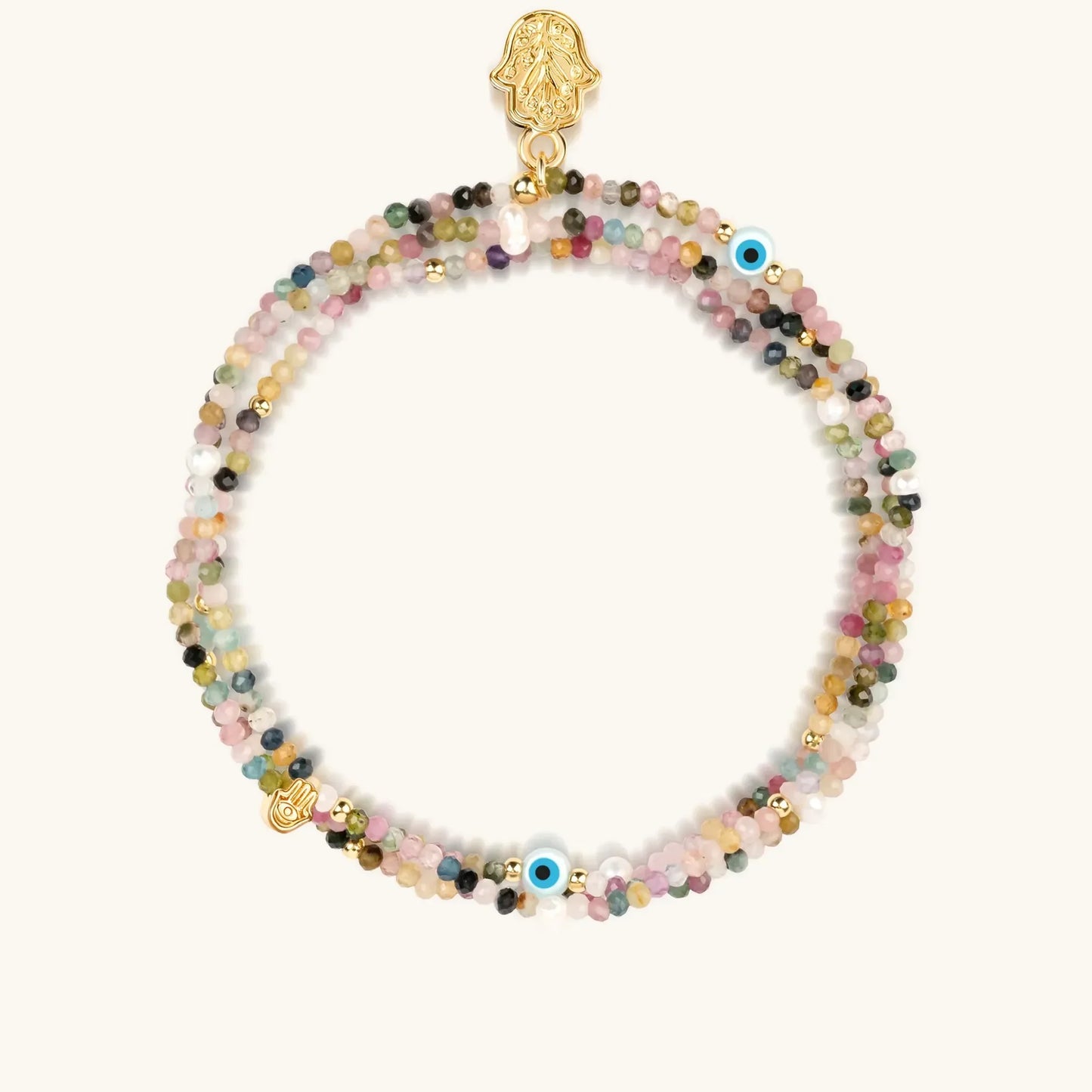 Balanced Spirit Pink Tourmaline October Birthstone Triple Wrap Bracele