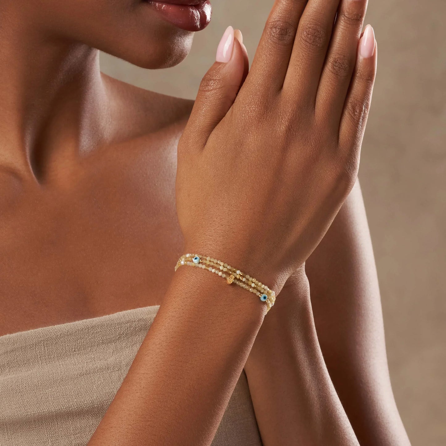 Sunny Spirit Citrine November Birthstone Triple Wrap Bracelet