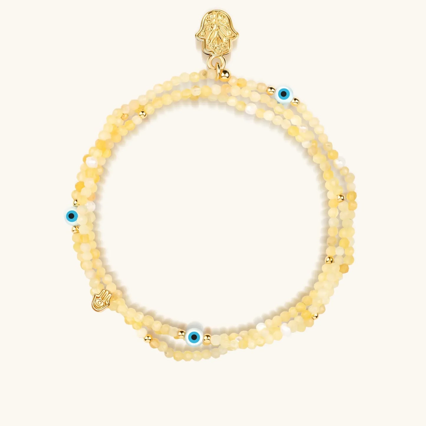 Sunny Spirit Citrine November Birthstone Triple Wrap Bracelet