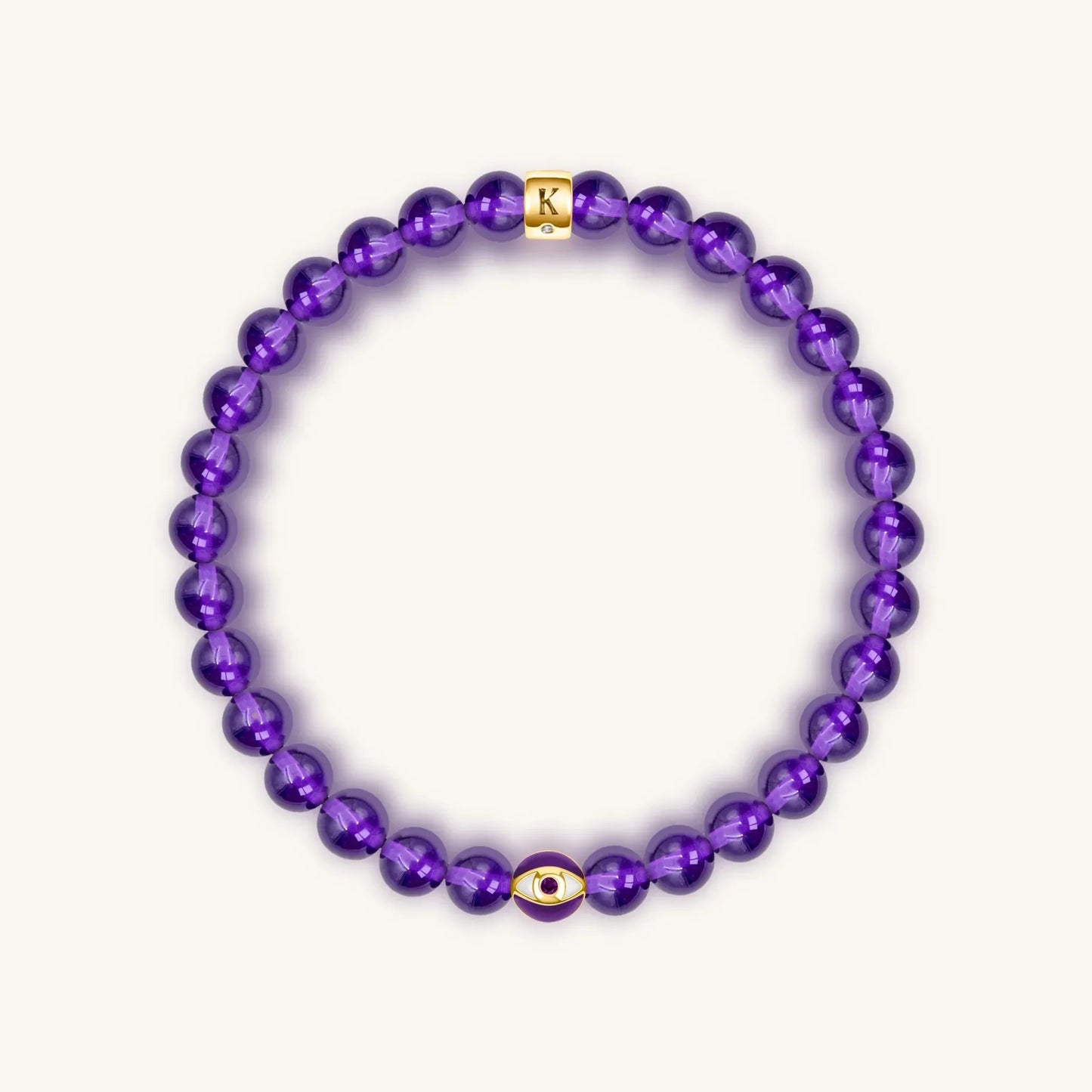 Calming Reflection Amethyst February Birthstone Evil Eye Bracelet