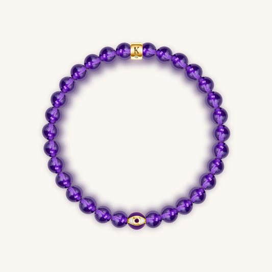 Calming Reflection Amethyst February Birthstone Evil Eye Bracelet