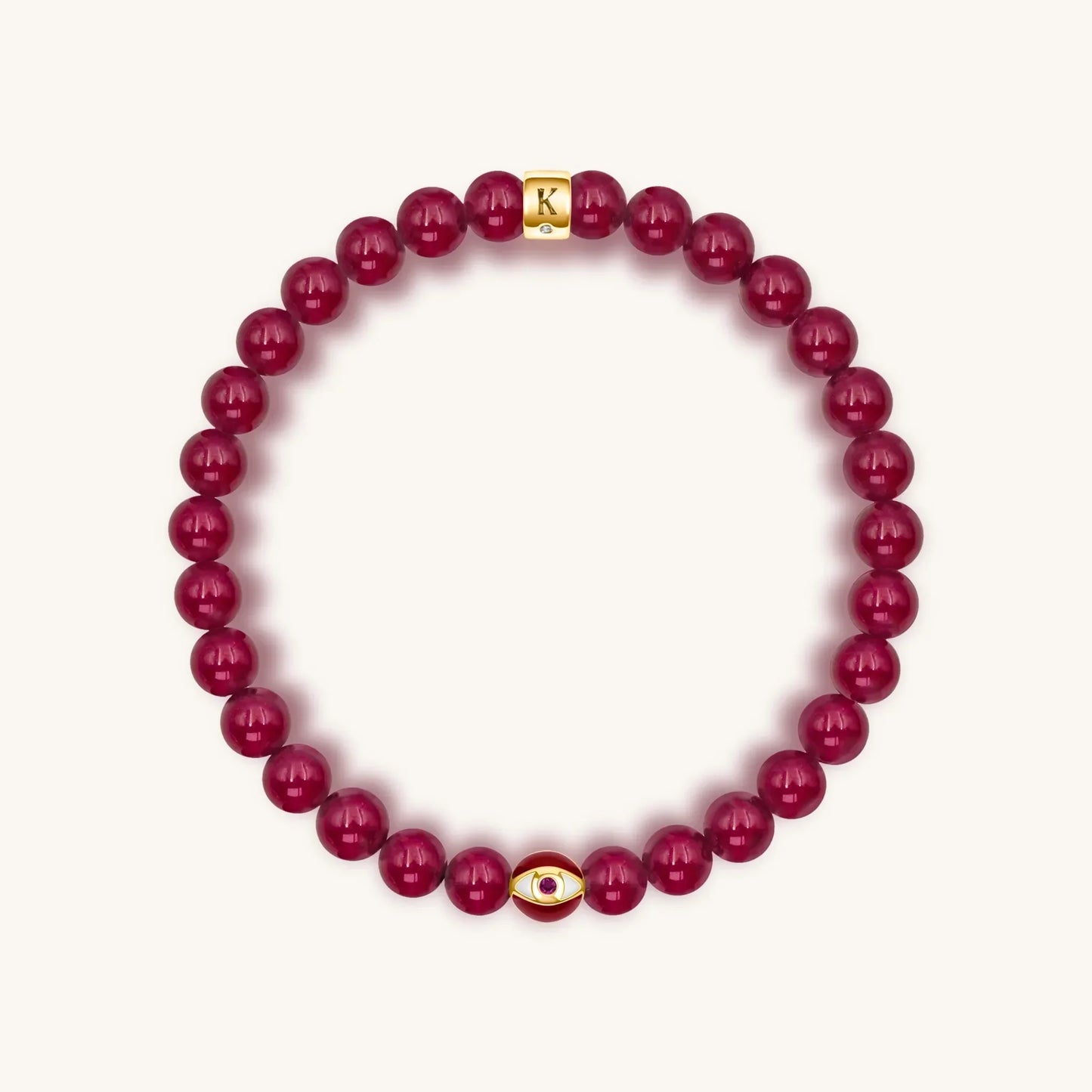 Conscious Motivation - Ruby Agate July Birthstone Evil Eye Bracelet