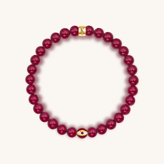 Conscious Motivation - Ruby Agate July Birthstone Evil Eye Bracelet