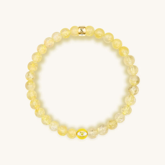 Blessed Sunshine Citrine November Birthstone Evil Eye Bracelet — 18K Gold