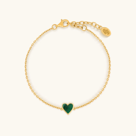 Love’s Shield Malachite Heart Bracelet — Grounding, Protective Gem