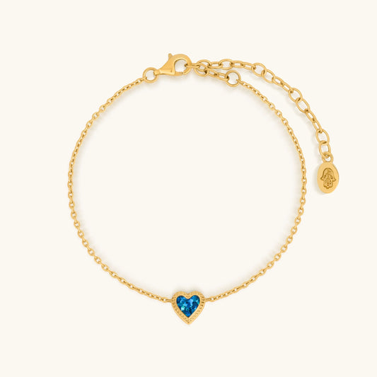 Calming Vibrations Lab Blue Opal Heart Gold Bracelet — Serene