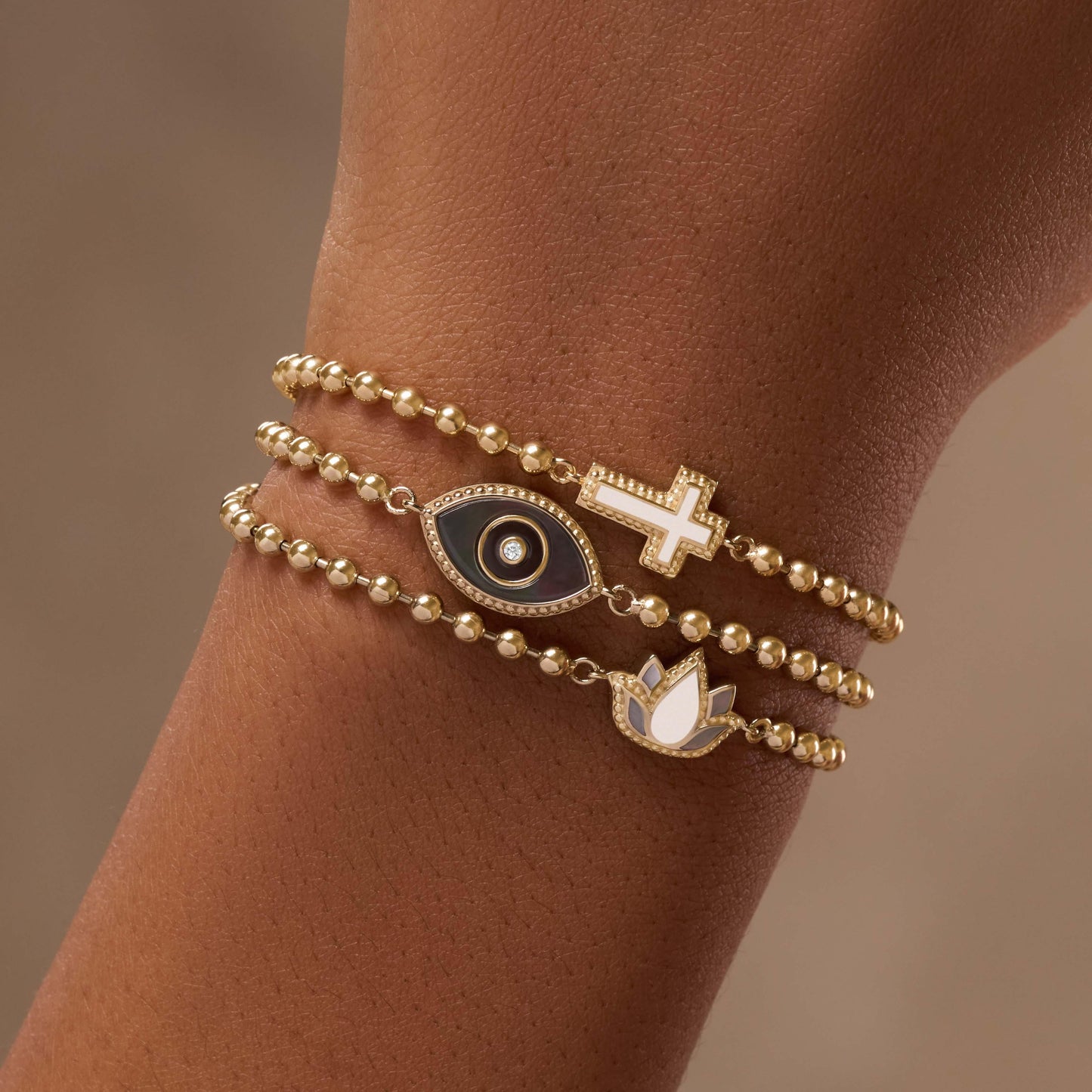 Delicate Karma Lotus Mother-of-Pearl Bracelet — Lotus Charm