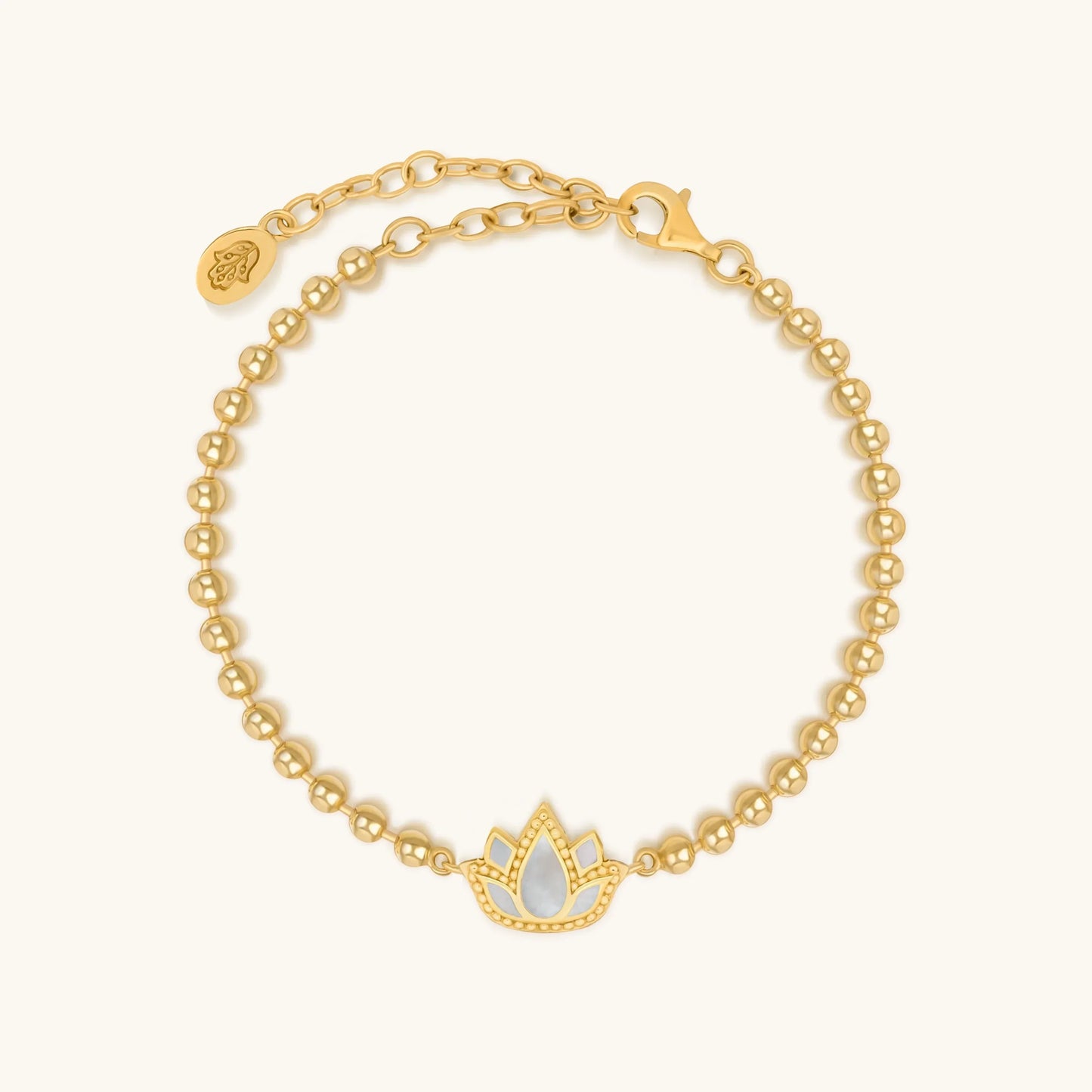 Delicate Karma Lotus Mother-of-Pearl Bracelet — Lotus Charm
