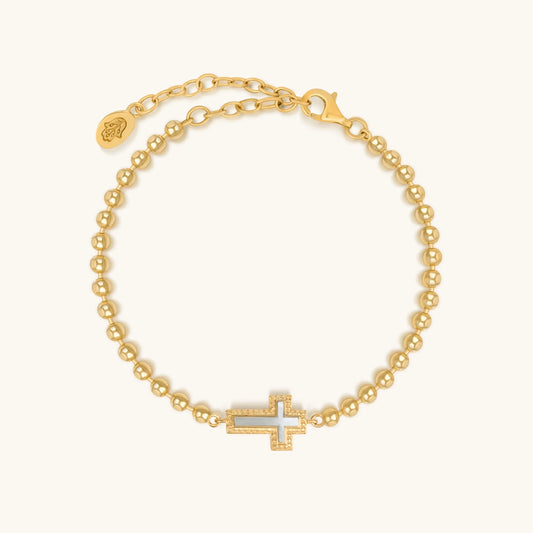 Sparkling Soul Mother-of-Pearl Cross Bracelet — Luminous Cross
