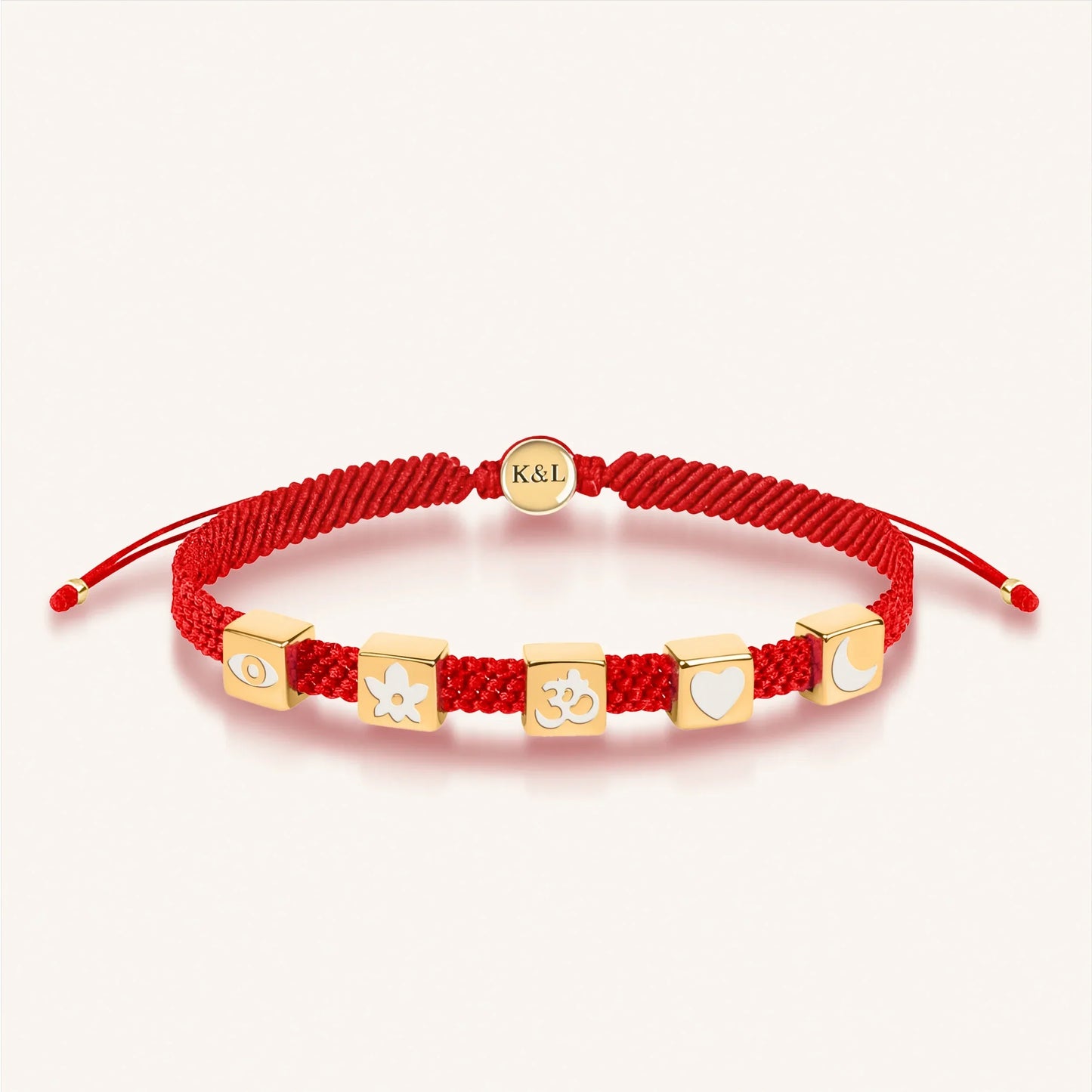 Seek Wisdom Red String Multi-Charm Bracelet — White Enamel