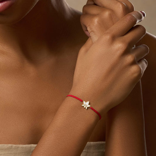 Obstacle Crusher Red String Lotus Charm Bracelet