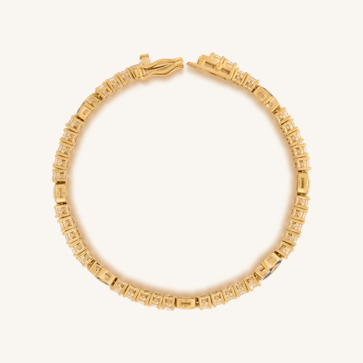 Warden of Peace Gold Evil Eye Hamsa Tennis Bracelet — CZ Sparkle