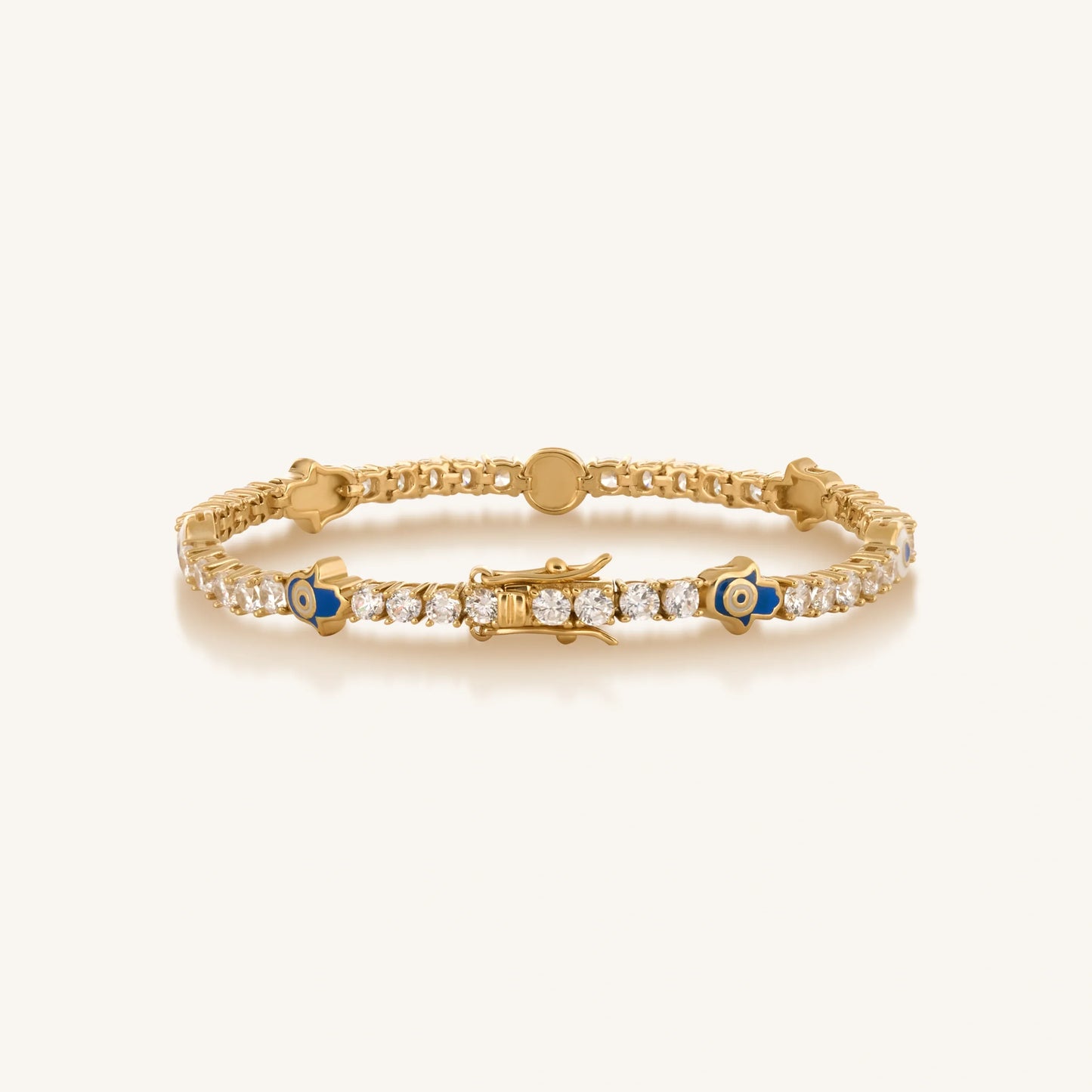 Warden of Peace Gold Evil Eye Hamsa Tennis Bracelet — CZ Sparkle