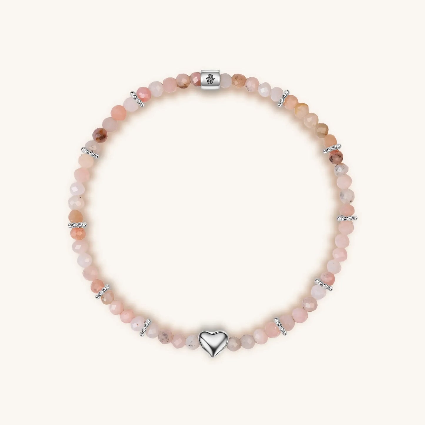 Love Generator - Triple Heart Moonstone Pink Opal Pearl Bracelet Stack
