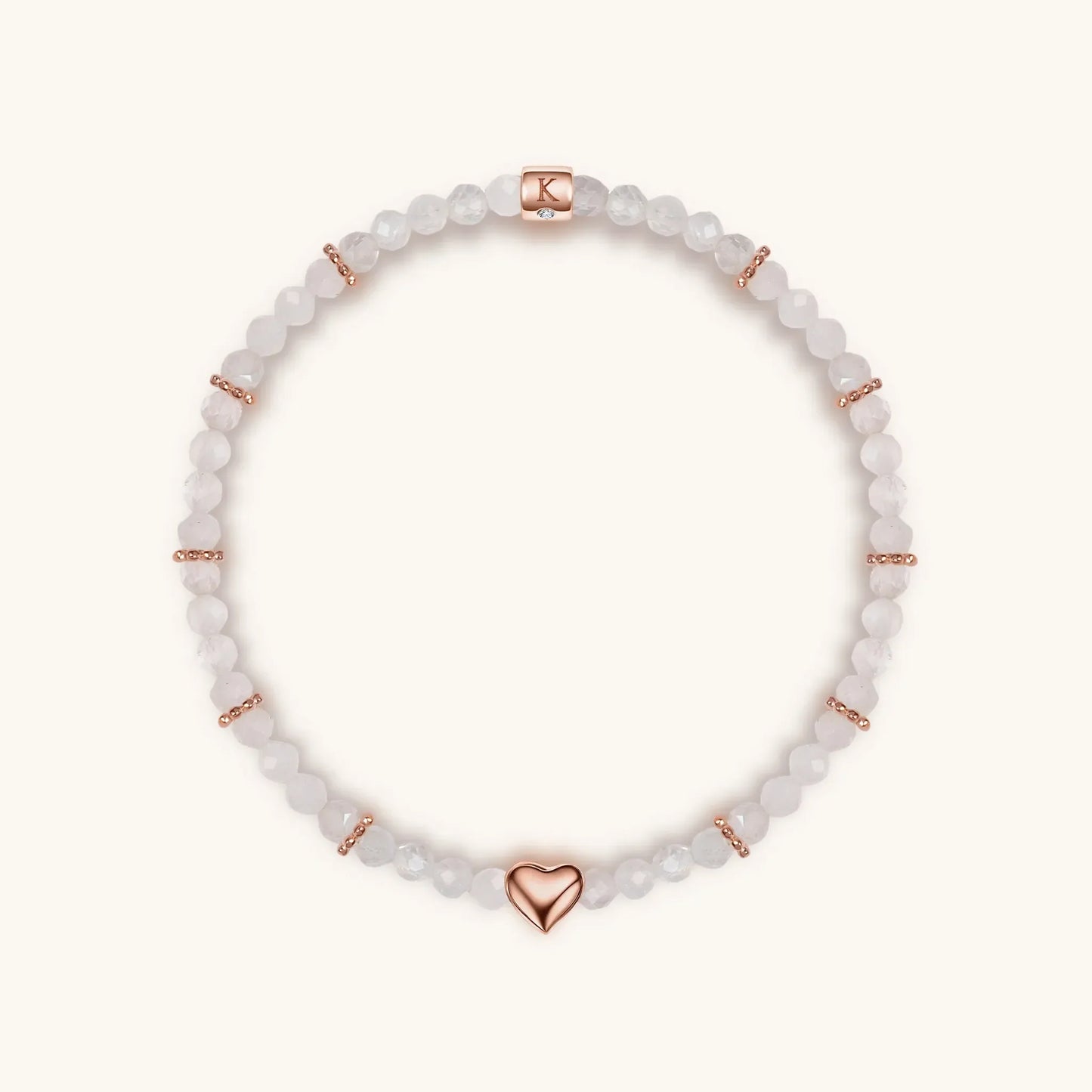 Love Generator - Triple Heart Moonstone Pink Opal Pearl Bracelet Stack