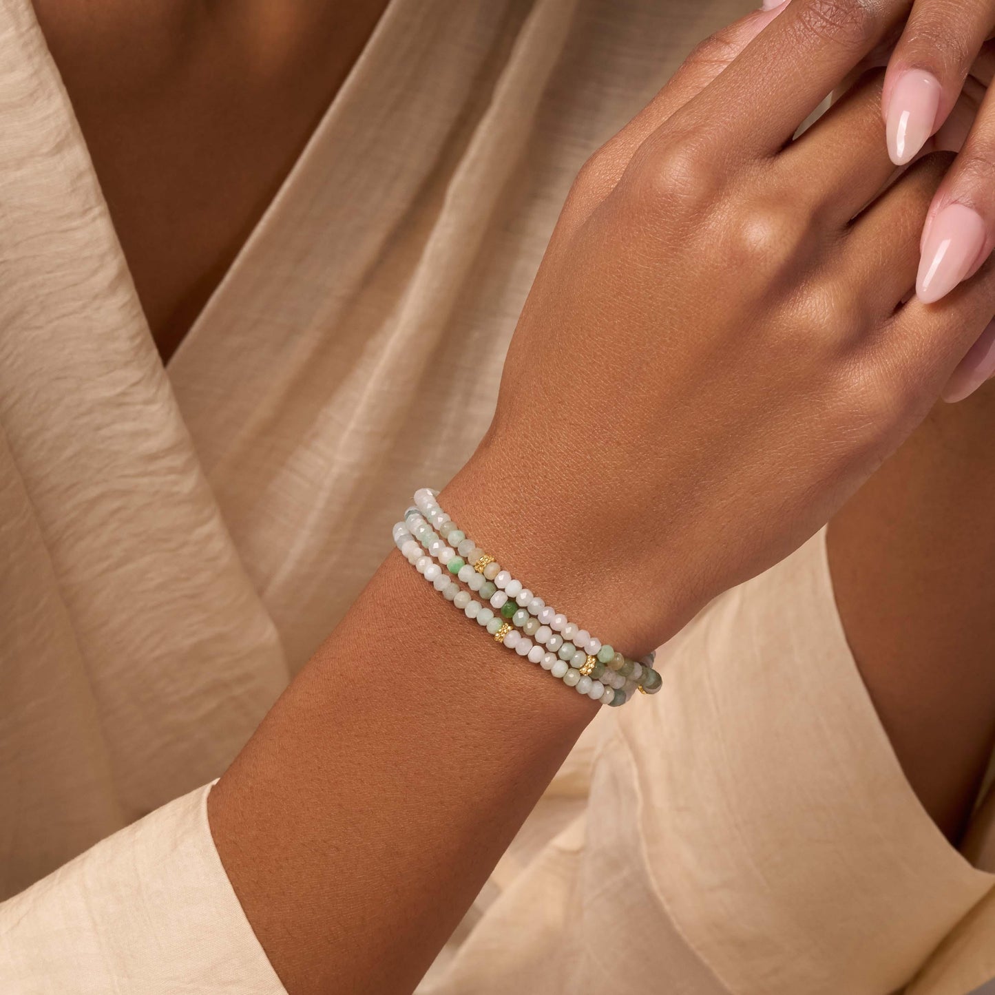 Manifest Abundance Jade Elephant Wrap Bracelet — 18K Gold-Plated Charm