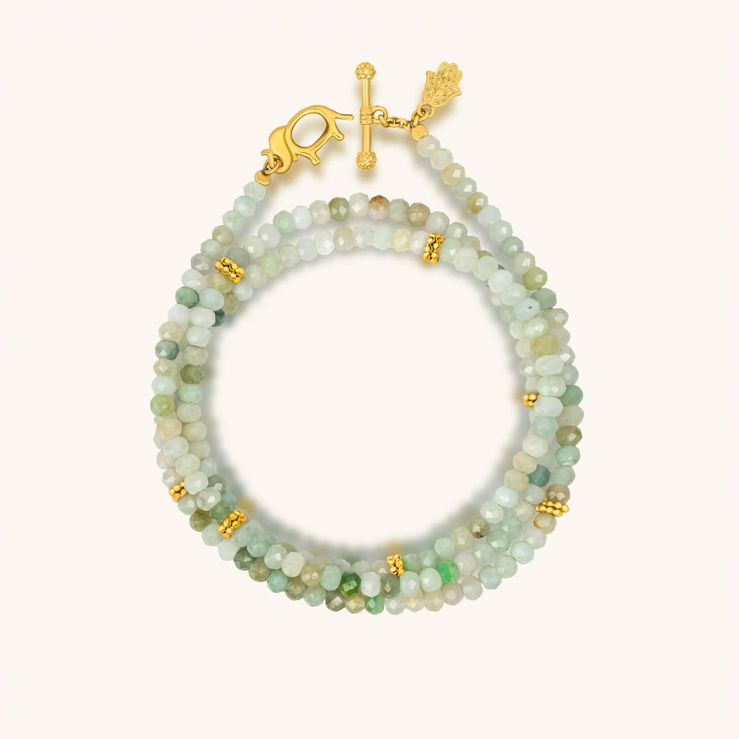 Manifest Abundance Jade Elephant Wrap Bracelet — 18K Gold-Plated Charm