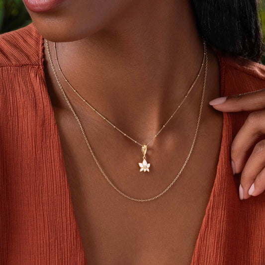 Serene Awakening White Enamel Lotus Charm — 18K Gold-Plated Brass